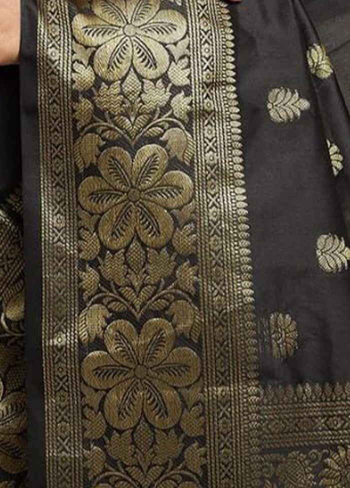 Black Banarasi Silk Saree With Blouse Piece Comfortable Cheap Online