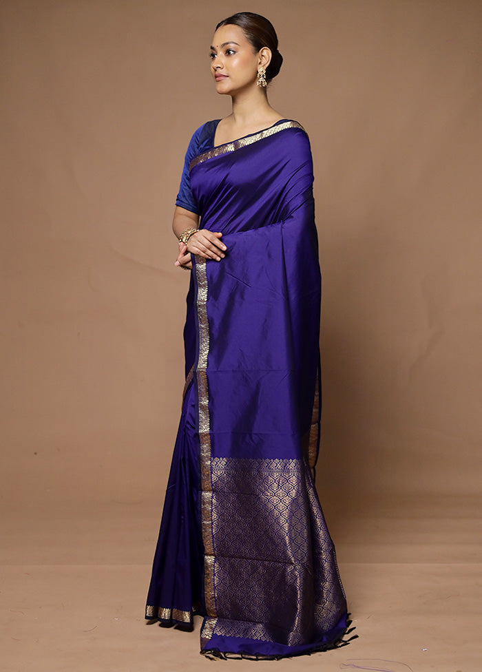 Blue Kanjivaram Silk Saree With Blouse Piece Sale Geniue Stockist