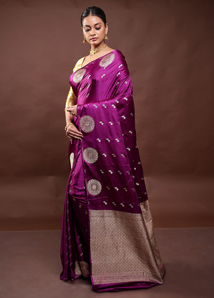 Purple Dupion Silk Saree With Blouse Piece Outlet Exclusive