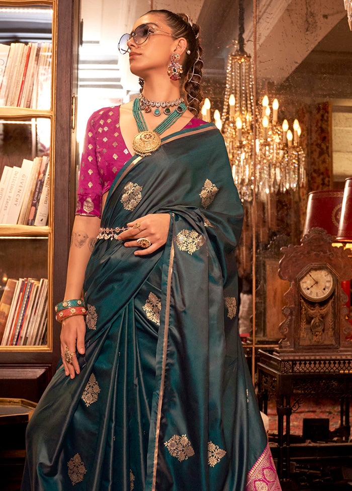 Green Satin Silk Saree With Blouse Piece Comfortable Online