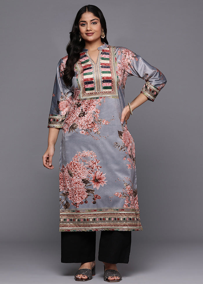 Grey Readymade Velvet Kurti Top Quality Online