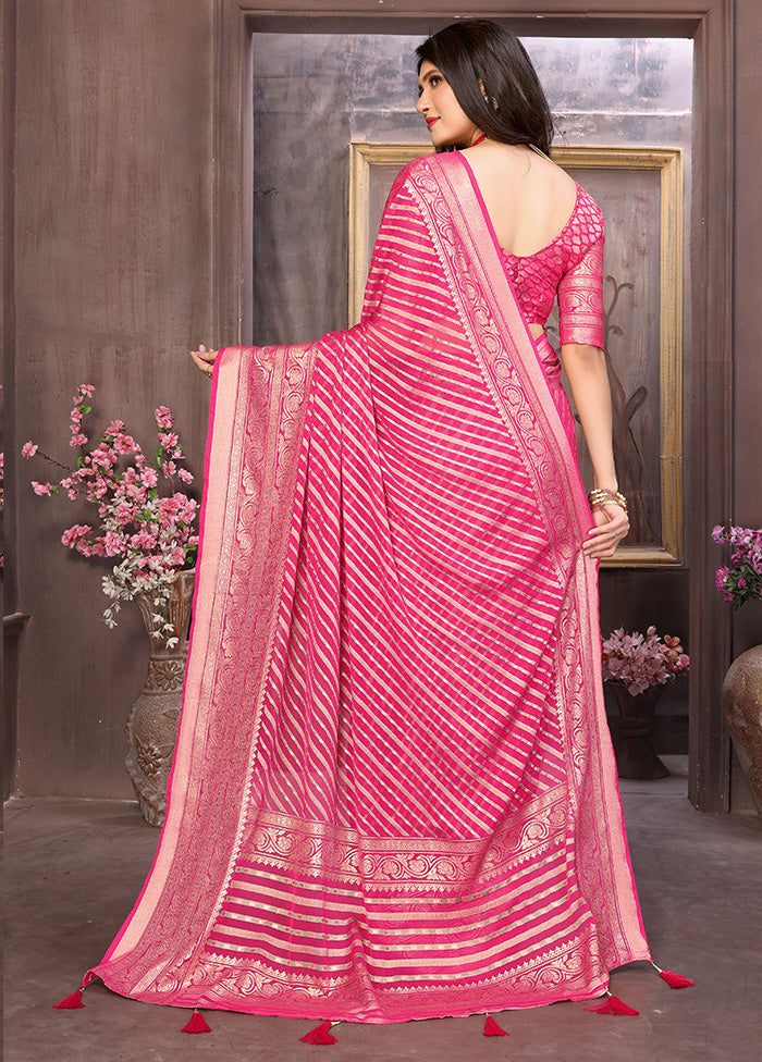 Pink Spun Silk Saree With Blouse Piece Cheap Visa Payment