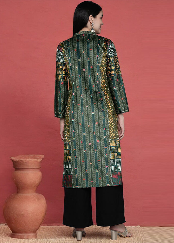 Green Readymade Velvet Kurti Sale Free Shipping