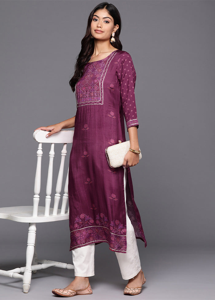 Purple Readymade Silk Kurti Cheapest Pice