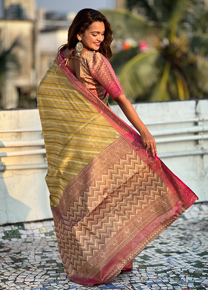 Yellow Spun Silk Saree With Blouse Piece Outlet Choice