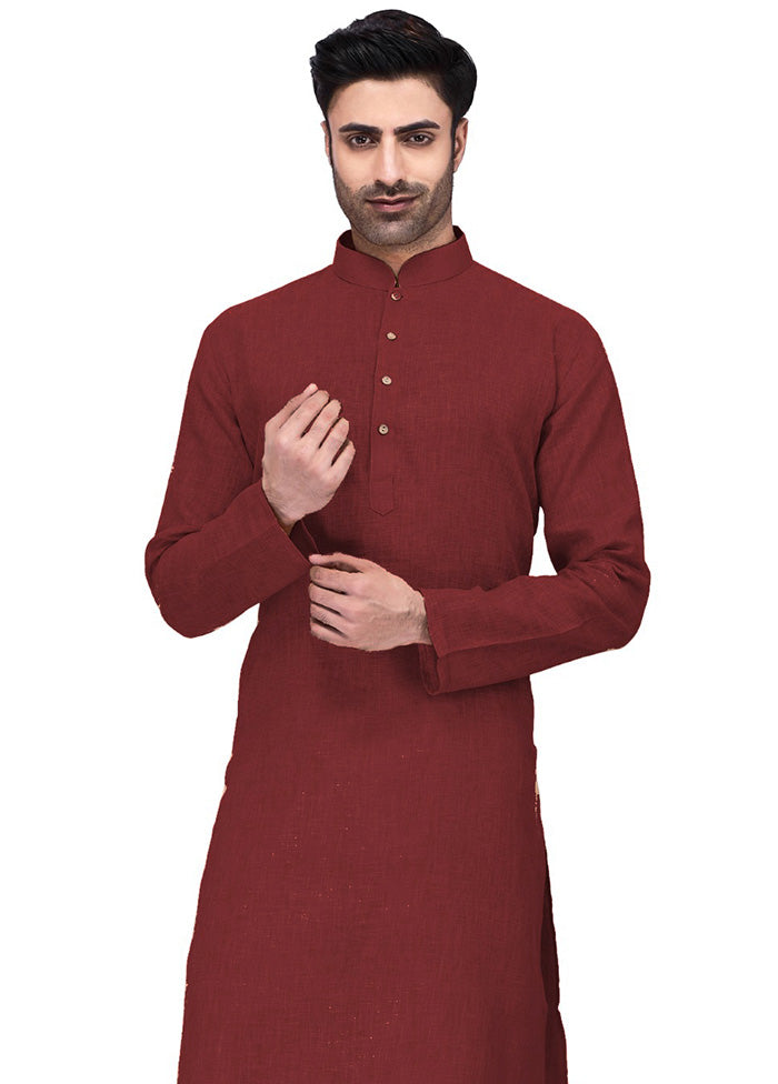 Maroon Cotton Kurta And Pajama Set Extremely Cheap Pice