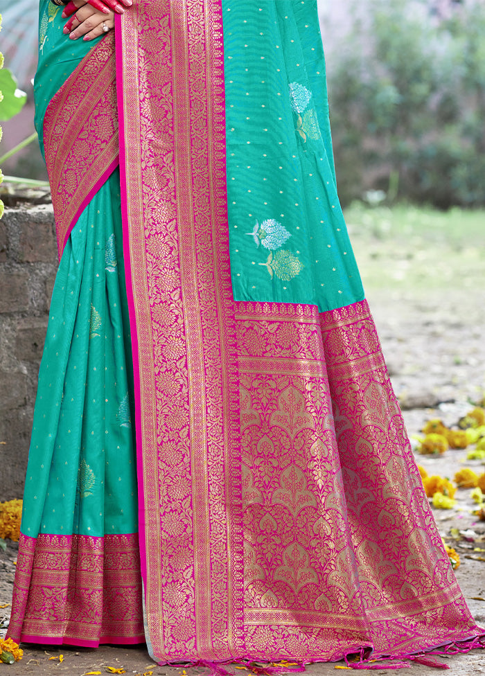 Teal Blue Dupion Silk Saree With Blouse Piece Buy Online Cheap Pice