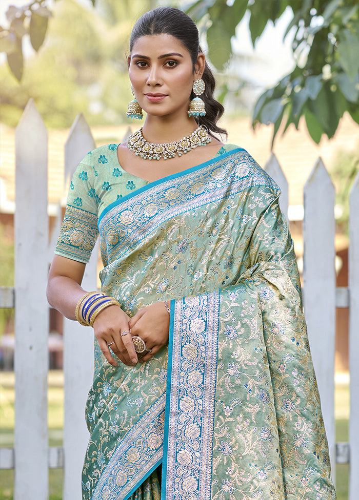 Green Spun Silk Saree With Blouse Piece Visit New Online