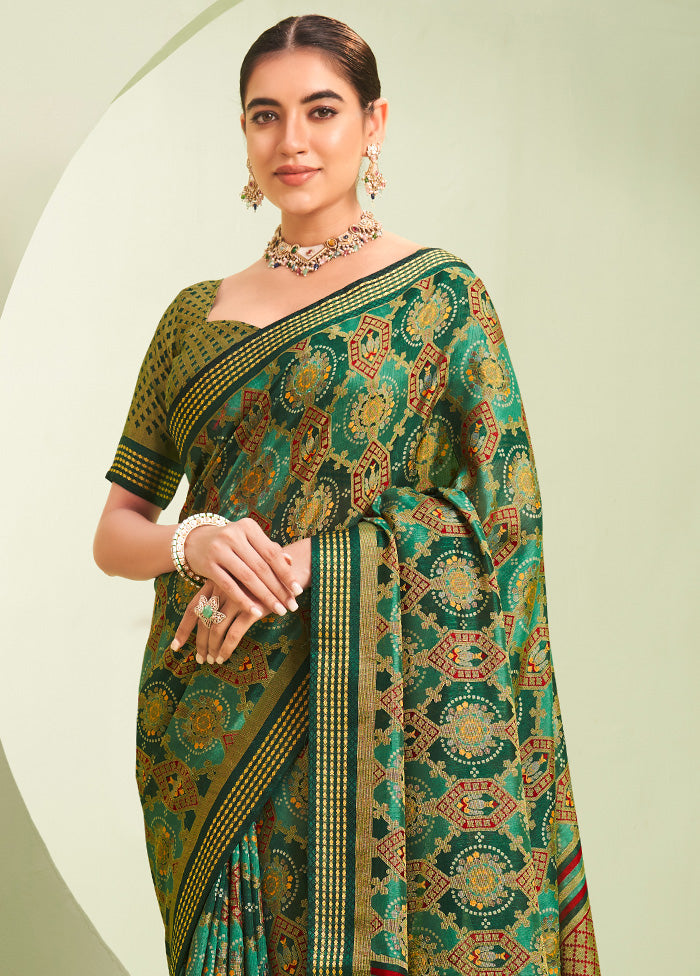 Green Georgette Saree With Blouse Piece Free Shipping In China