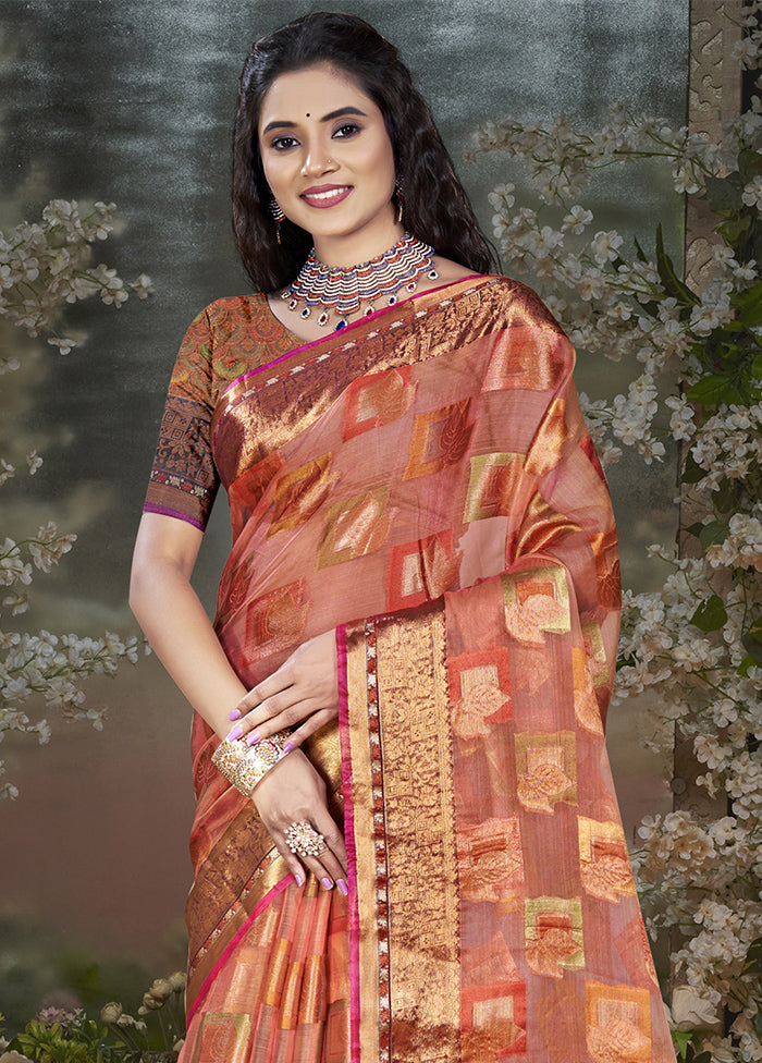 Pink Chanderi Silk Saree With Blouse Piece Clearance For Nice