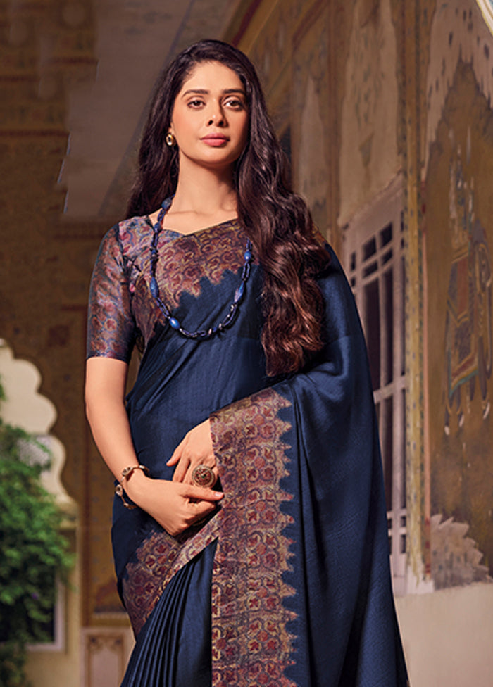 Blue Chiffon Silk Saree With Blouse Piece Outlet Visit