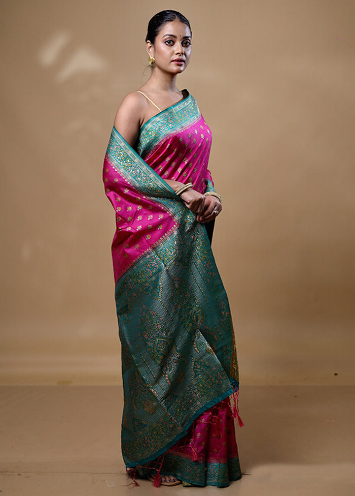 Pink Dupion Silk Saree With Blouse Piece Explore