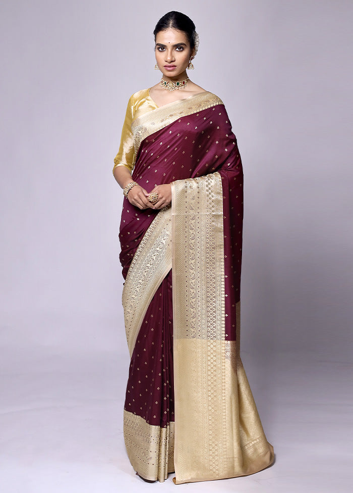 Maroon Dupion Silk Saree With Blouse Piece Pictures Cheap Online