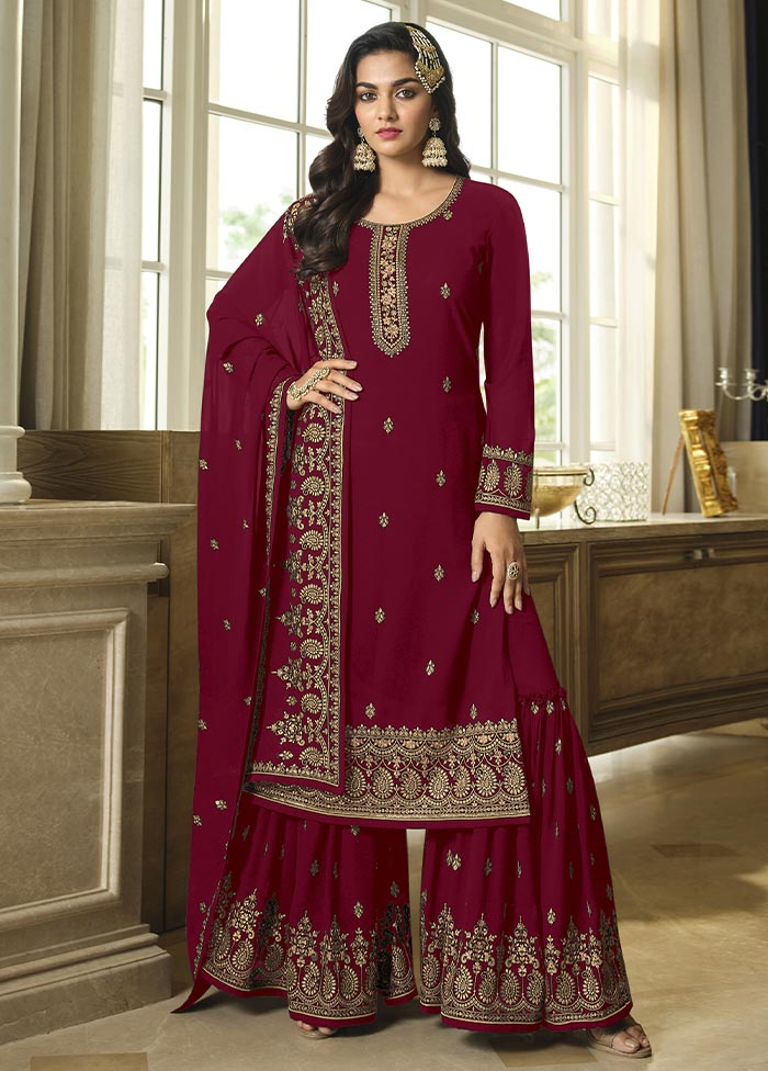 3 Pc Rani Semi Stitched Georgette Suit Set Sale Affordable