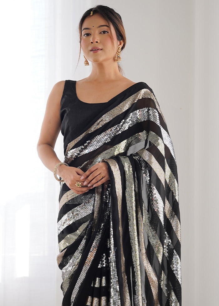 Black Georgette Saree With Blouse Piece Cheap Sale Explore