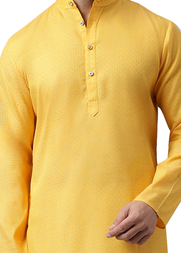 Yellow Silk Jacquard Kurta Buy Cheap Choice