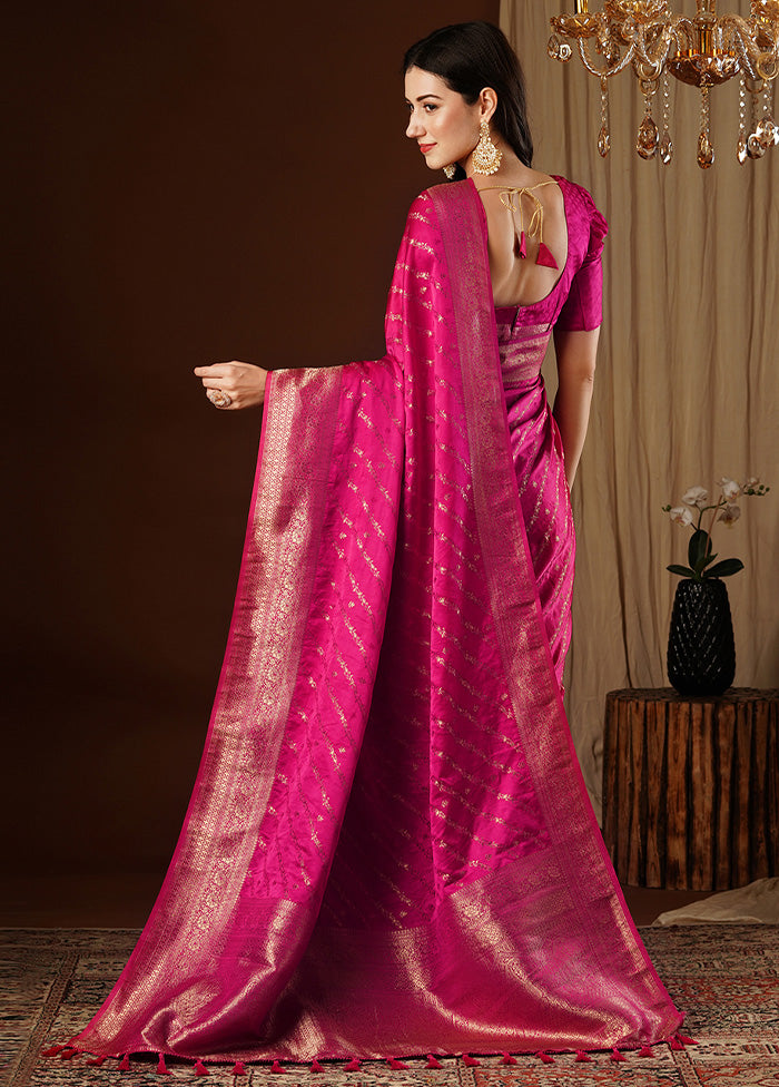 Pink Satin Silk Saree With Blouse Piece Cheap Low Pice Fee Shipping