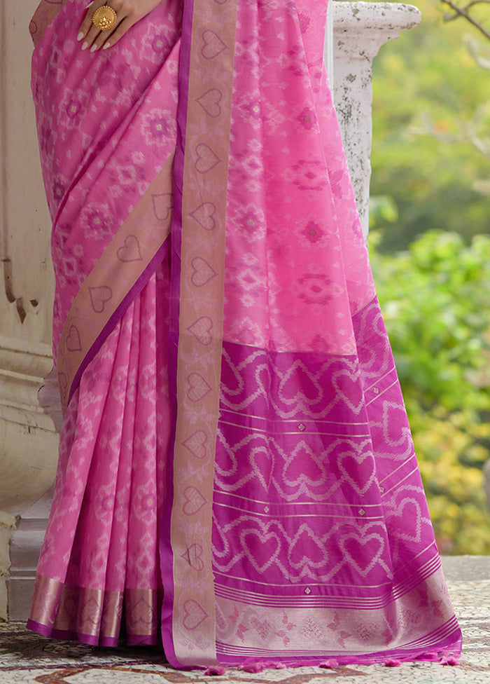 Pink Spun Silk Saree With Blouse Piece Outlet For You