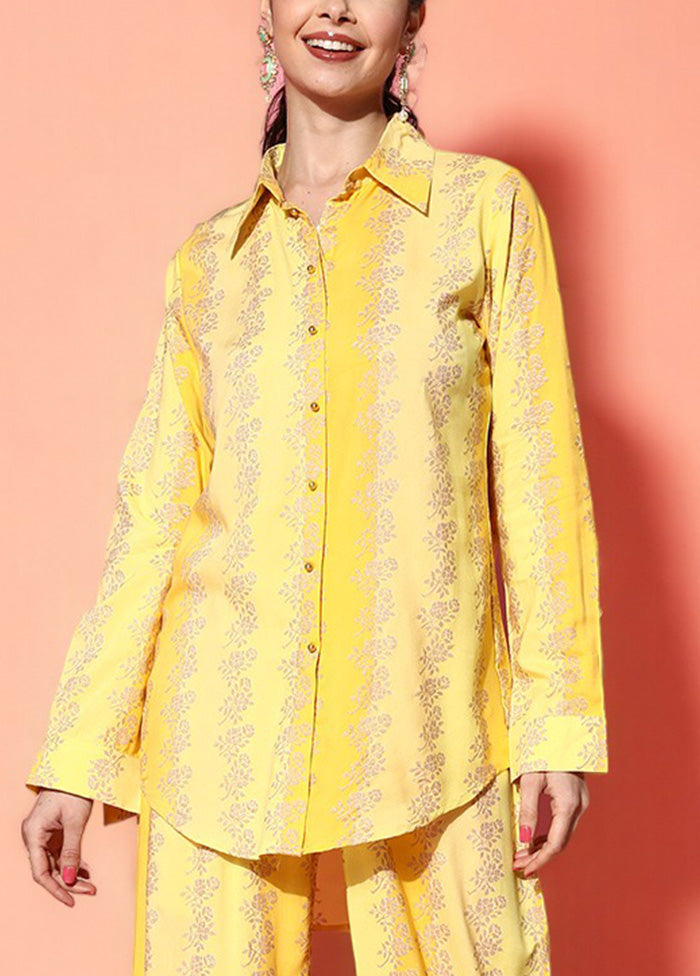 2 Pc Yellow Readymade Rayon Shirt Set With Credit Card Cheap Pice