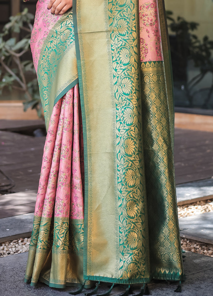 Baby Pink Spun Silk Saree With Blouse Piece New Online