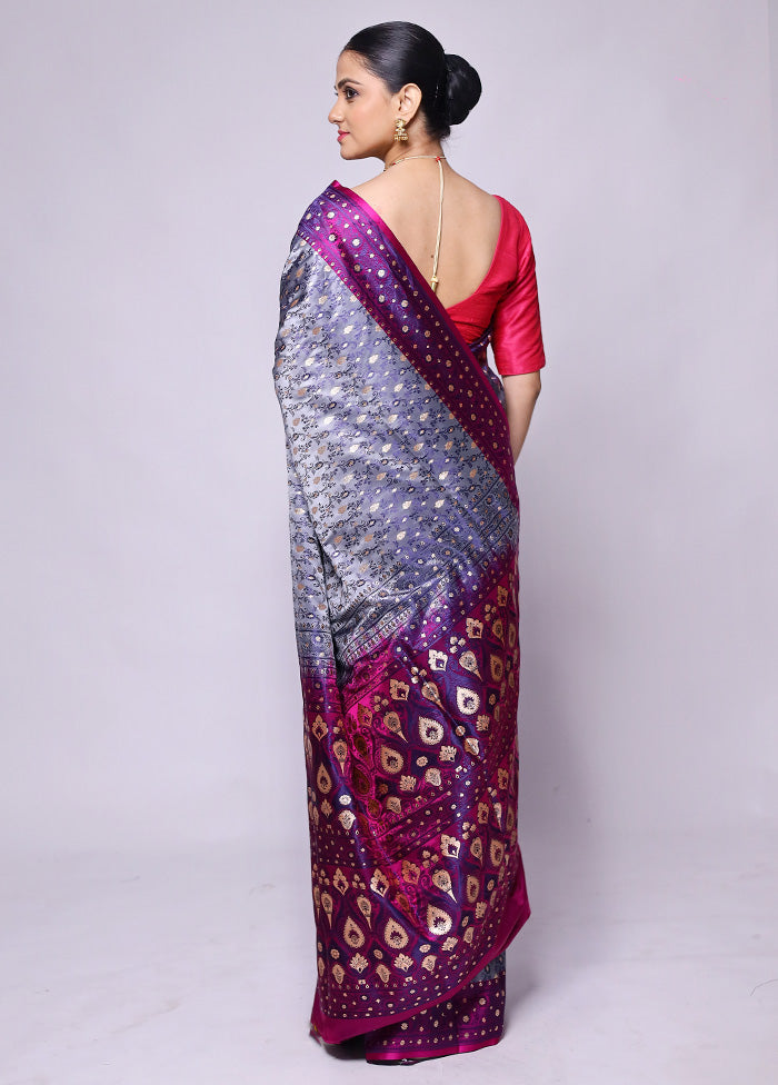 Purple Tanchoi Silk Saree With Blouse Piece In China Sale Online