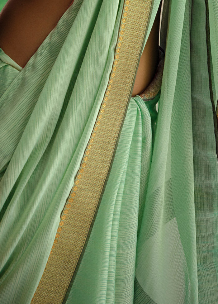 Green Dupion Silk Saree With Blouse Piece For Cheap Sale Online