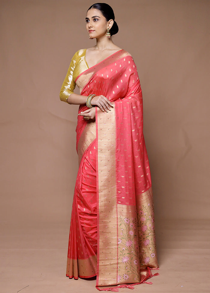 Pink Georgette Saree With Blouse Piece Affordable Online