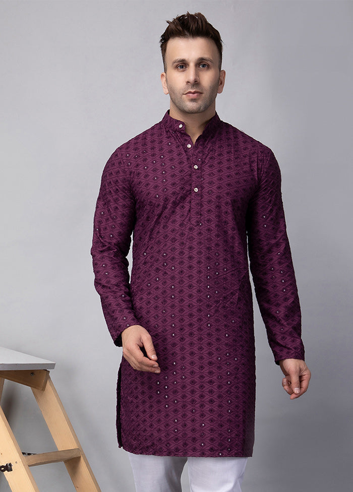 2 Pc Purple Viscose Kurta Pajama Set Free Shipping 2025 New