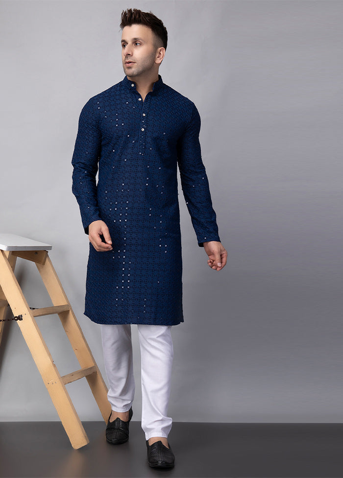 2 Pc Navy Blue Viscose Kurta Pajama Set Lowest Pice Cheap Pice