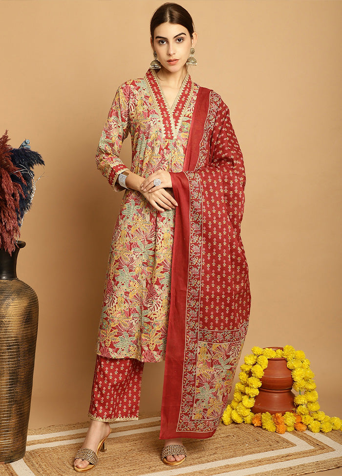 3 Pc Yellow Readymade Cotton Suit Set Cheap Sale View