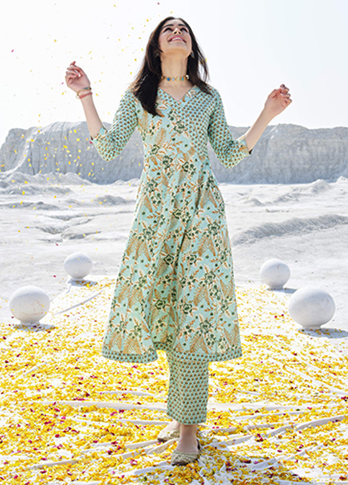 2 Pc Sea Green Readymade Cotton Kurti Set Quality Free Shipping Outlet