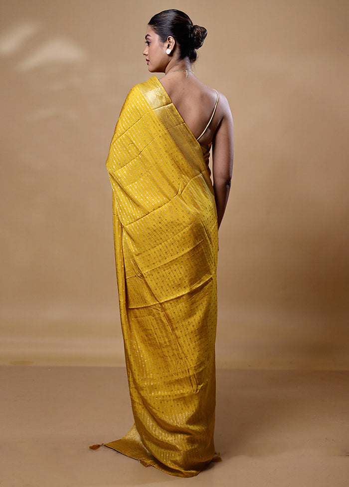 Yellow Dupion Silk Saree With Blouse Piece Cheap Low Pice