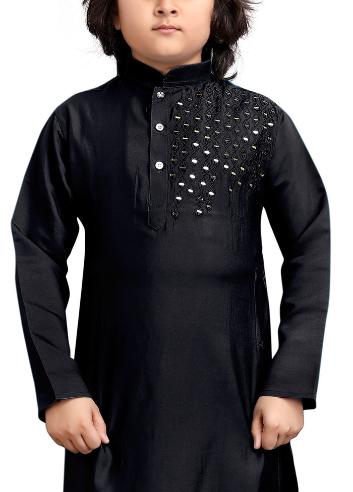 Black Viscose Kurta Pajama Set Sale With Mastercard