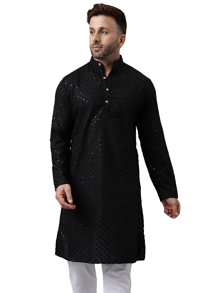 Black Silk Embroidered Kurta Very Cheap Cheap Online