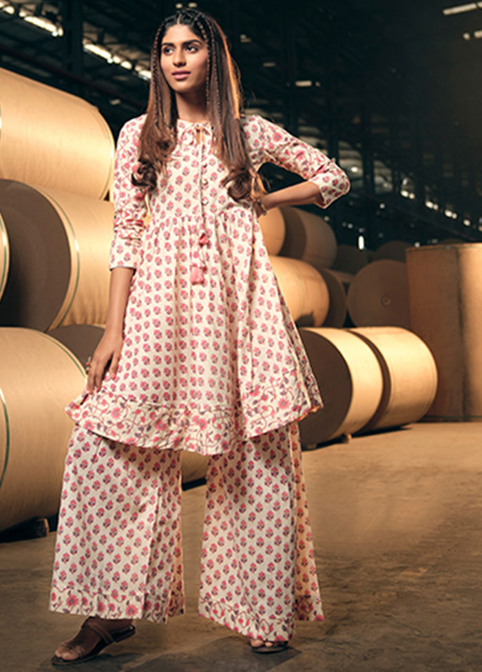 2 Pc Pink Readymade Cotton Kurti Set Latest Cheap Online