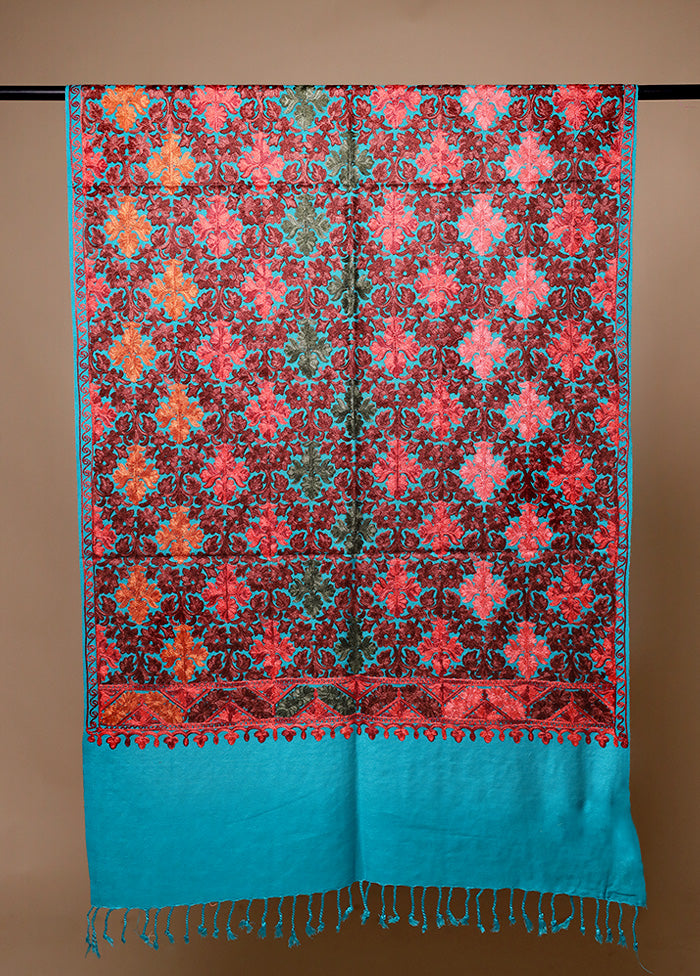 Blue Woven Work Shawl Cheap Pice Outlet Sale