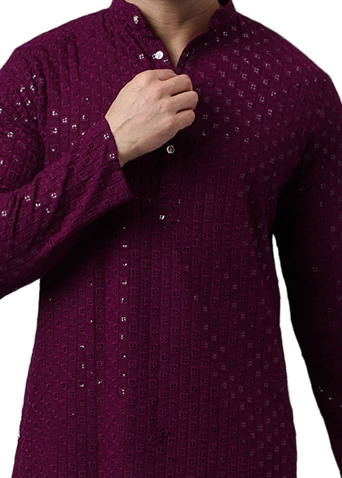 Maroon Silk Embroidered Kurta Discount Reliable