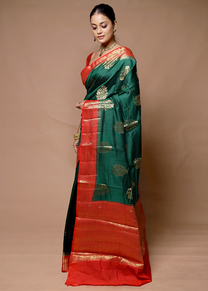 Green Handloom Dupion Pure Silk Saree With Blouse Piece Best Pices