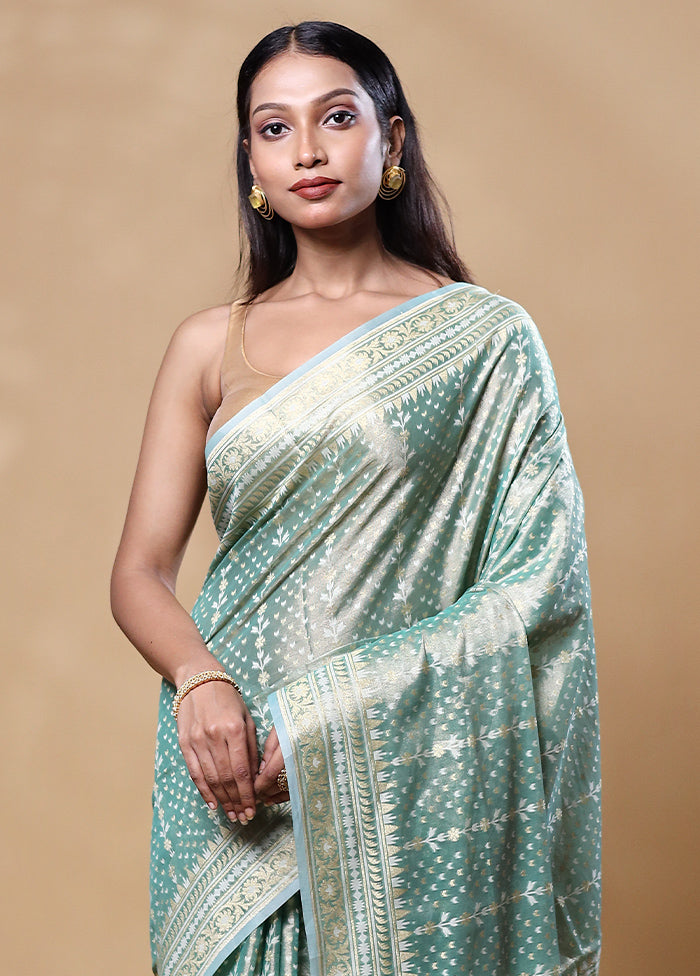 Green Tissue Silk Saree With Blouse Piece Best Place To Buy