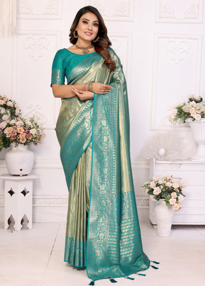 Sea Green Banarasi Silk Saree With Blouse Piece From China Sale Online