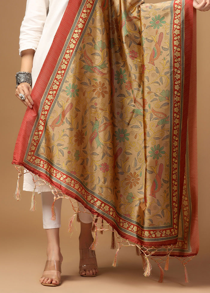 Beige Art Silk Dupatta Websites For Sale