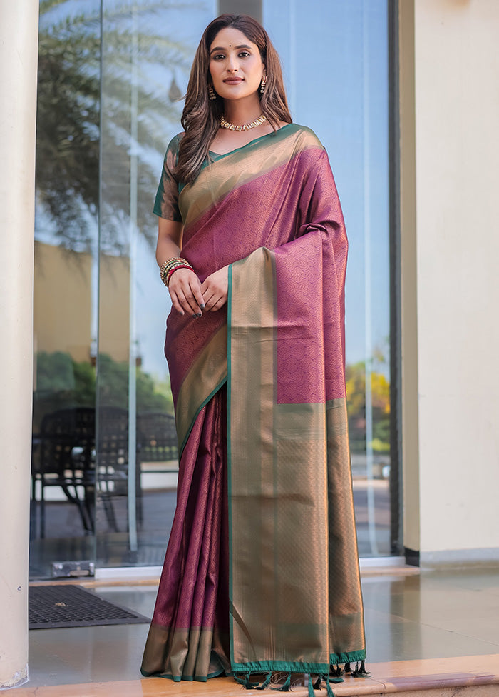 Wine Kanjivaram Silk Saree With Blouse Piece Release Dates Sale Online