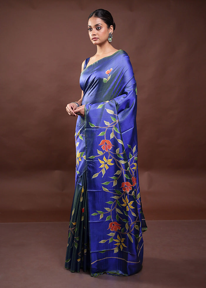 Blue Pure Bishnupuri Silk Saree Without Blouse Piece Amazon Cheap Online