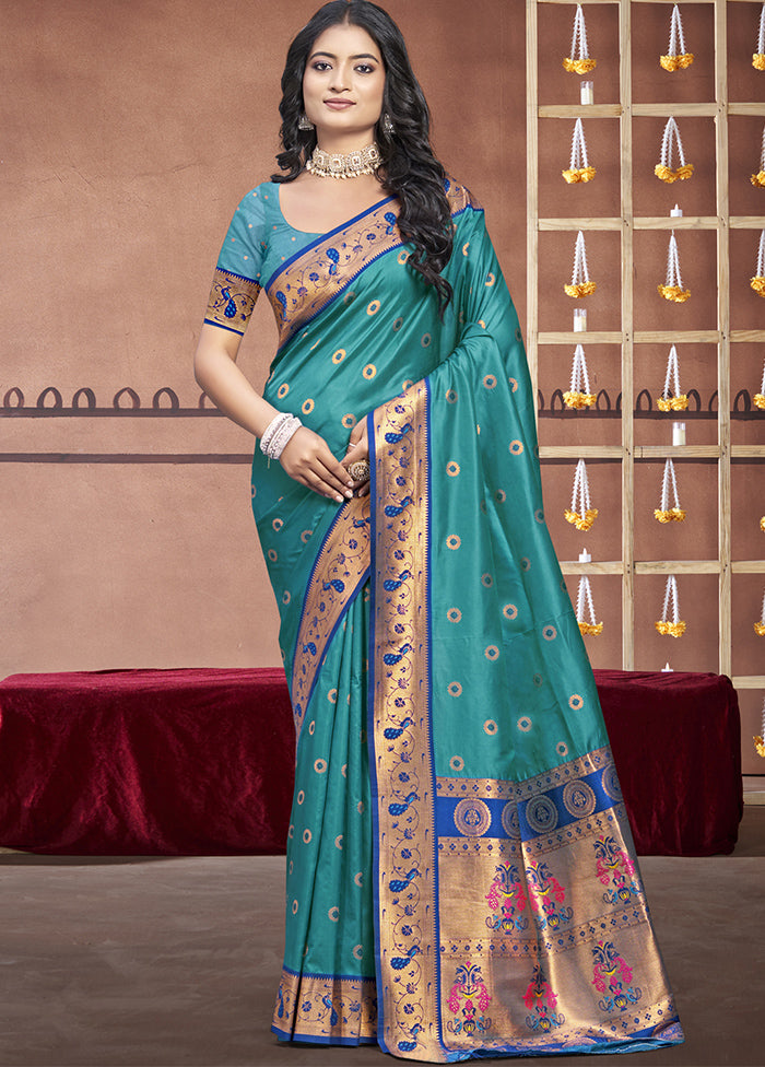 Sky Blue Dupion Silk Saree With Blouse Piece Cheap Sale Cheapest