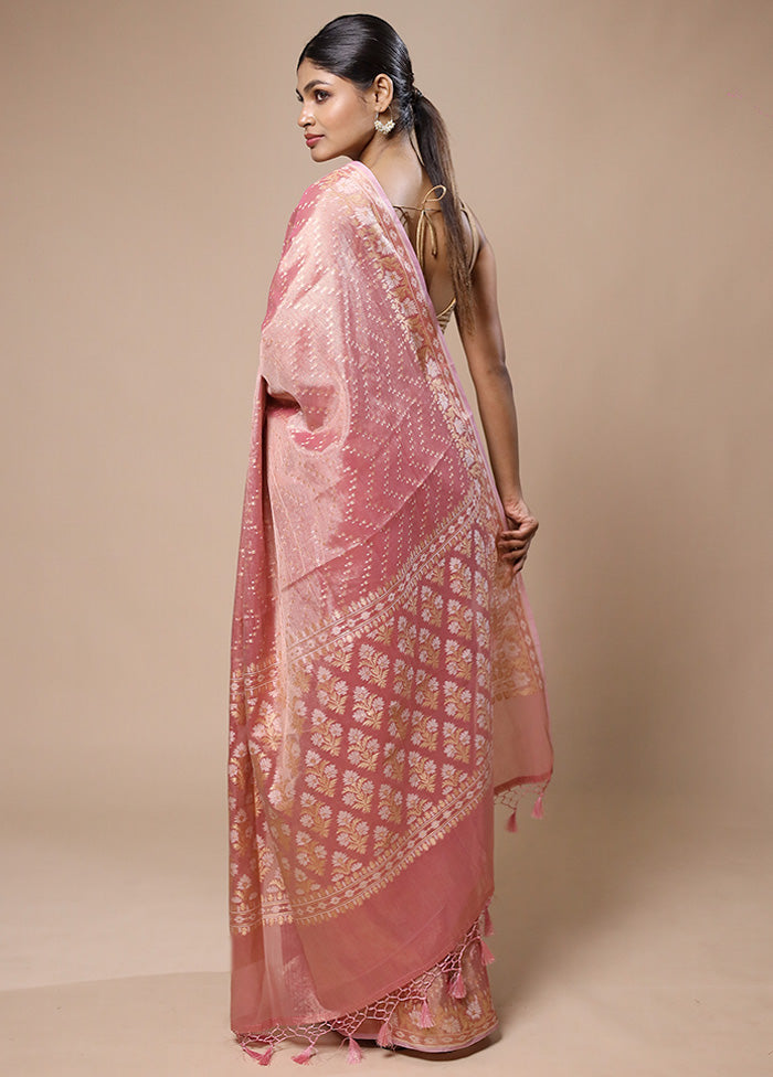 Pink Tissue Silk Saree With Blouse Piece Clearance Best Seller