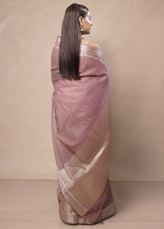 Pink Kora Silk Saree With Blouse Piece Tumblr Sale Online