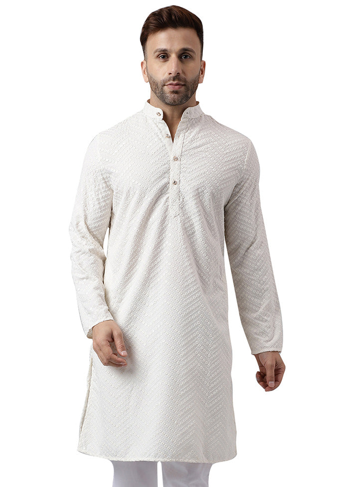 2 Pc White Silk Kurta Pajama Set 2025 Unisex