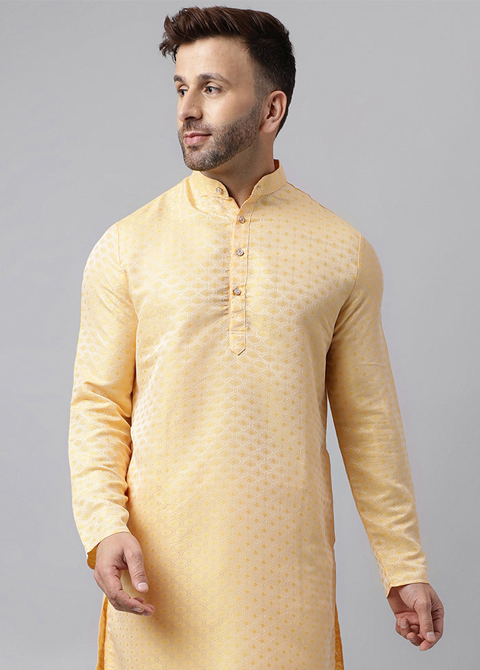 Lemon Viscose Jacquard Long Kurta Sale Sast