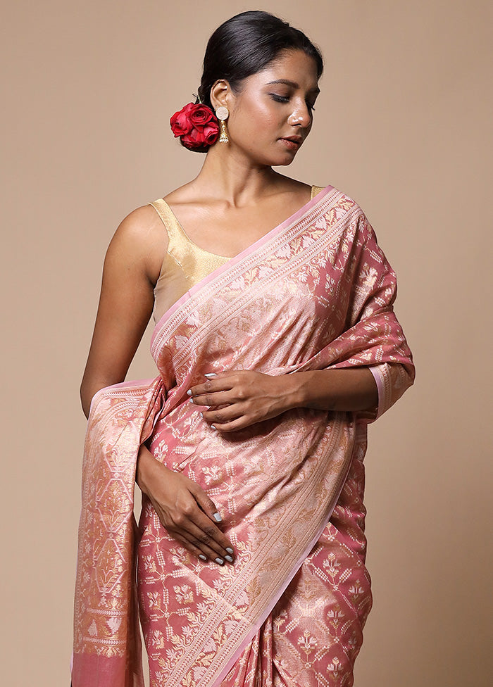 Pink Tissue Silk Saree With Blouse Piece Free Shipping Outlet Locations