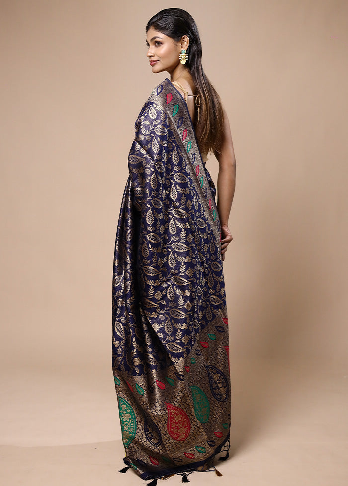 Blue Dupion Silk Saree With Blouse Piece Buy Cheap Best Pices